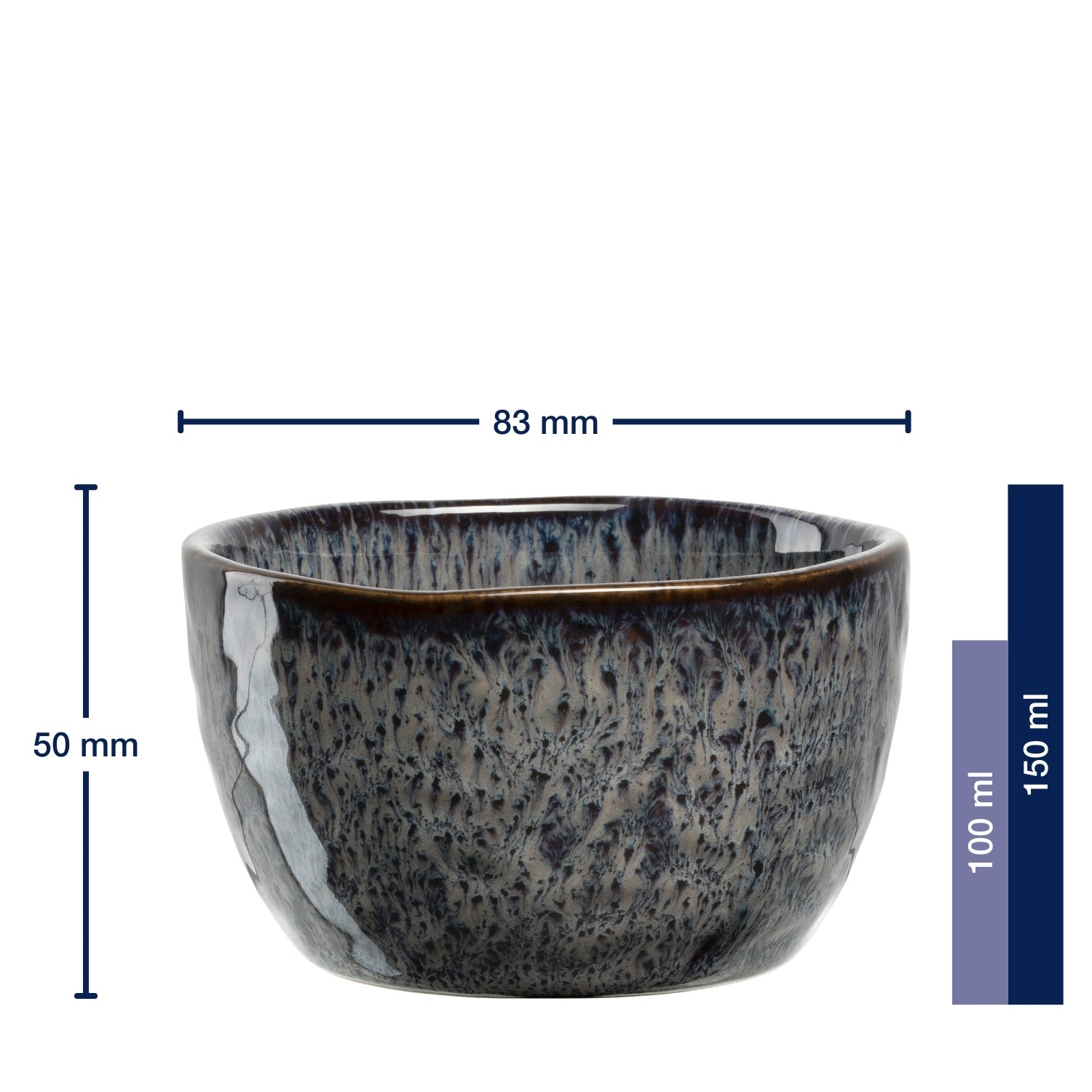 Massangaben zu Keramikdipschale MATERA 8 cm anthrazit