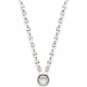 Halskette ROMEA mit Gliederkette und rundem Verschlussanhänger in Silber