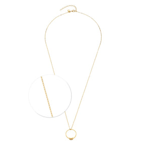Halskette LEDA 60 cm CIAO in Gold mit rundem Glasanhänger, Detailausschnitt der Kette