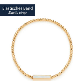 Armband PILEA gold mit elastischem Band und Perlmutt-Plakette