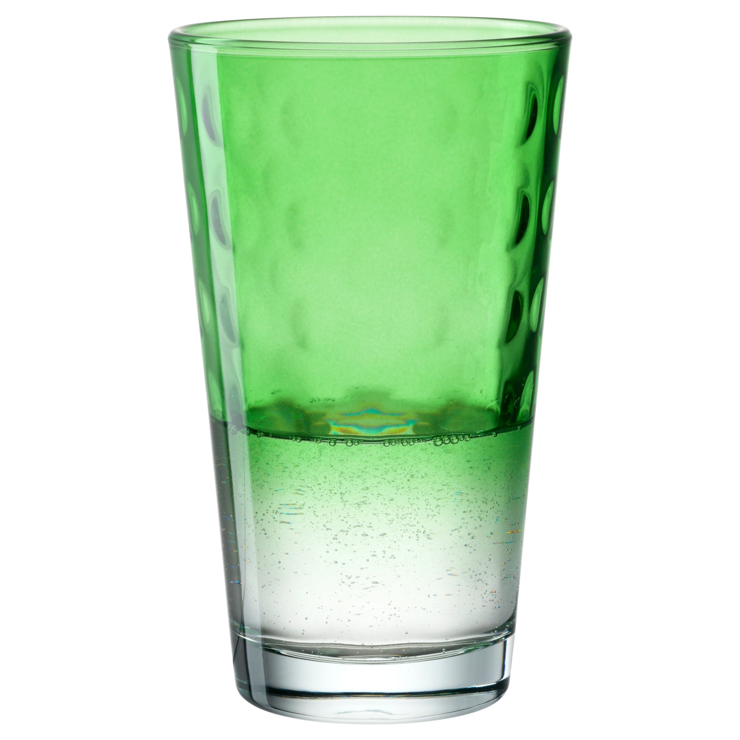 Trinkglas OPTIC 540 ml hellgrün mit Wasser gefüllt