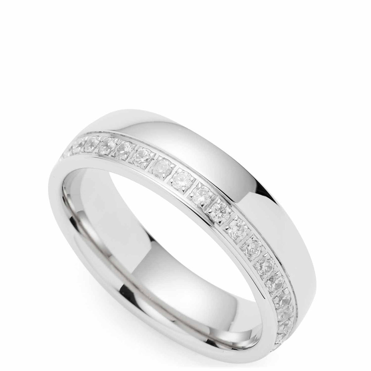 Ring BRILLANTE 17 aus Edelstahl mit Zirkonia-Steinen, silber glänzend
