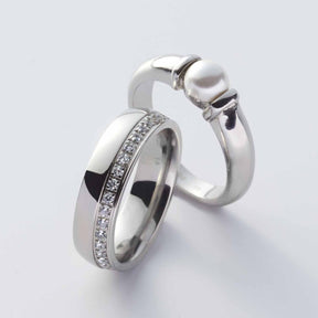 Ring BRILLANTE 17 in Silber mit Zirkonia-Steinen, zwei Ringe übereinander