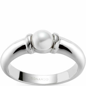 Ring ALMINA 18 silber mit Muschel-Zierrat, Frontalansicht