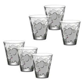 Kinderbecher BAMBINI OPTIC 215ml Elefant 6er-Set mit Elefanten-Motiven in Grau