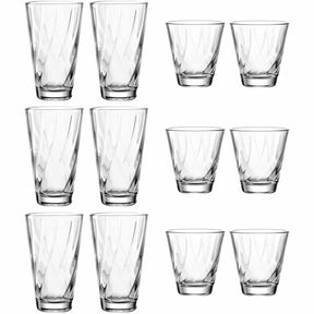 Trinkglasset TWIST 12-teilig, sechs große und sechs kleine klare Gläser angeordnet