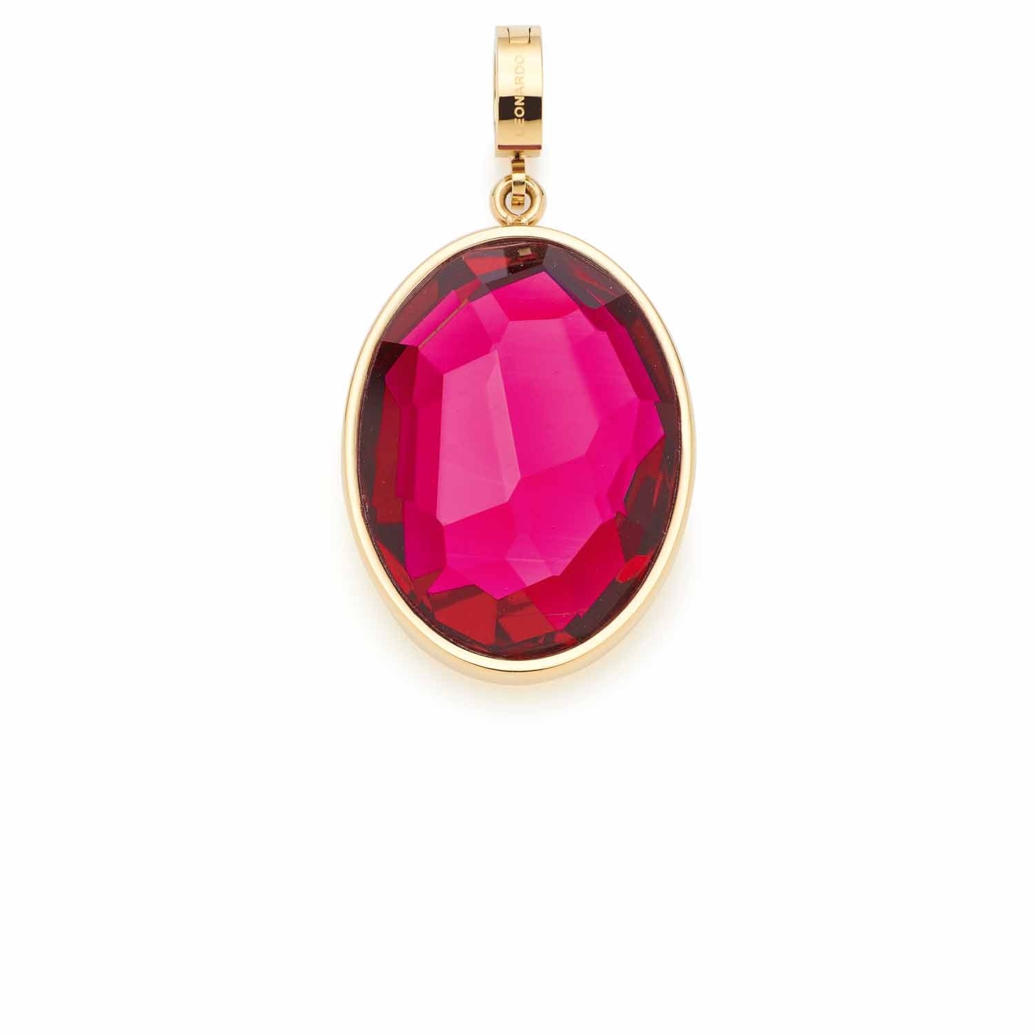 Anhänger JAMIRA Clip & Mix in Pink aus Glas mit goldfarbenem Metall auf weißem Hintergrund