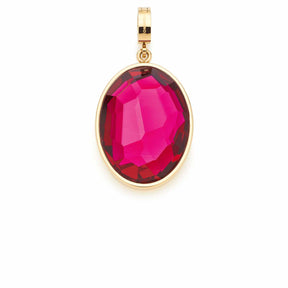 Anhänger JAMIRA Clip & Mix in Pink aus Glas mit goldfarbenem Metall auf weißem Hintergrund