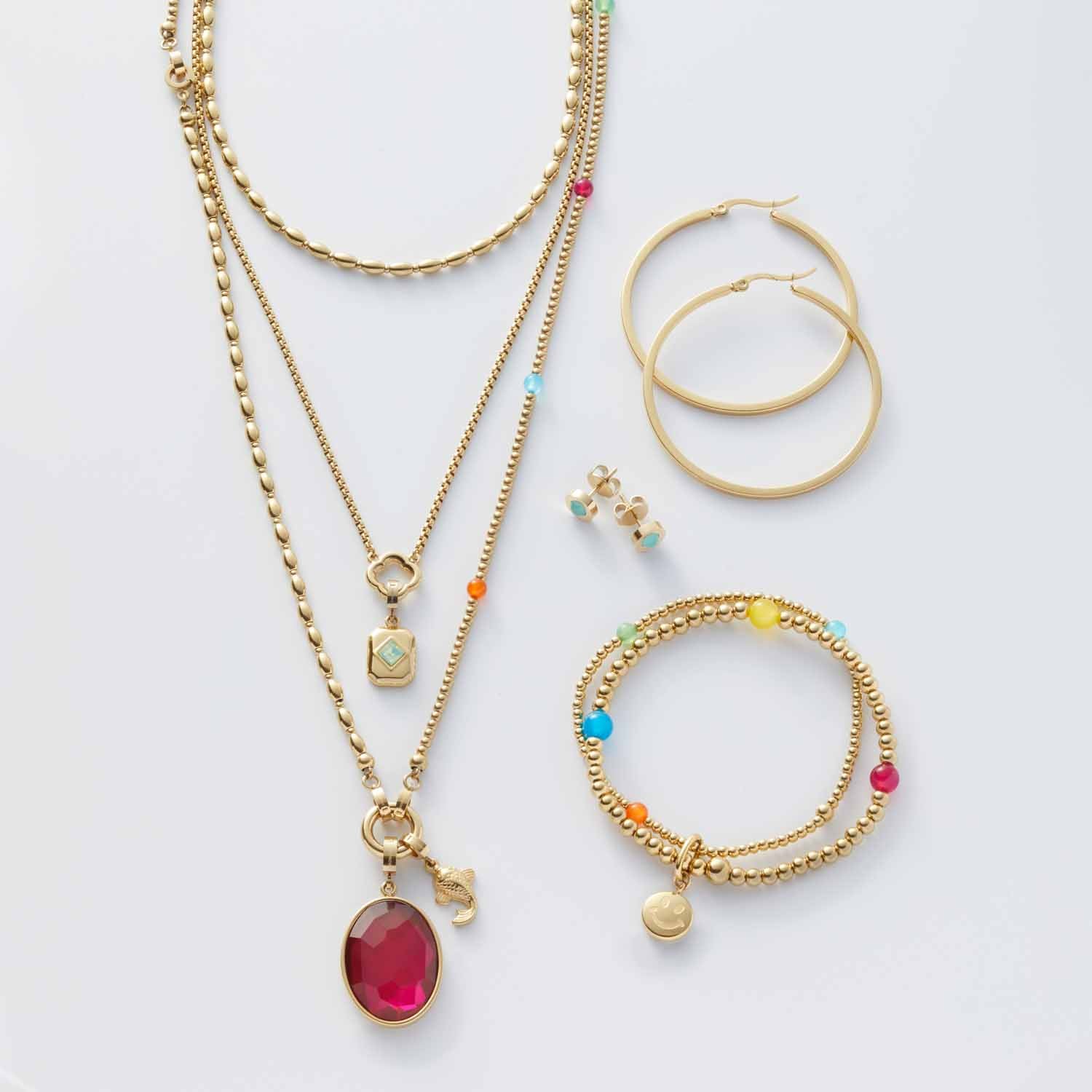 Anhänger ARI Clip & Mix in Gold mit Halsketten, Ringen und Armband