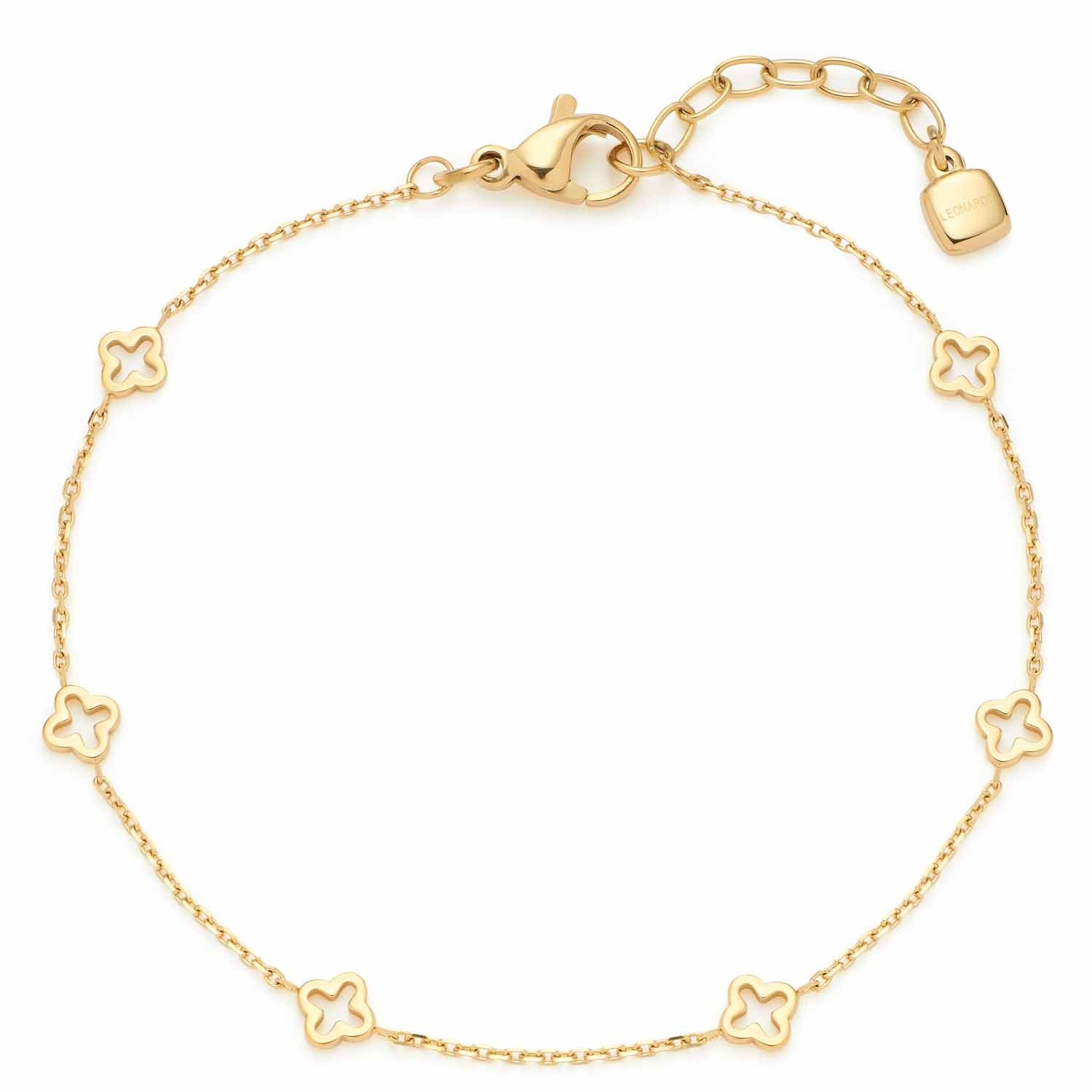 Armband JANNA gold CIAO mit vier-blättrigen Kleeblatt-Charms an goldenem Kettenband