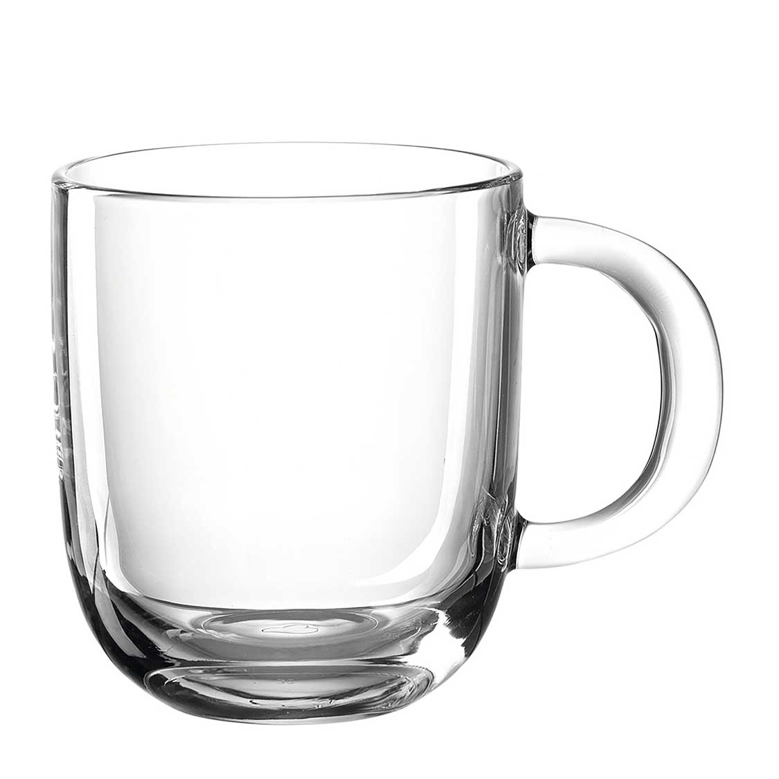 Glastasse MODENA mit Henkel, freistehend vor weißem Hintergrund