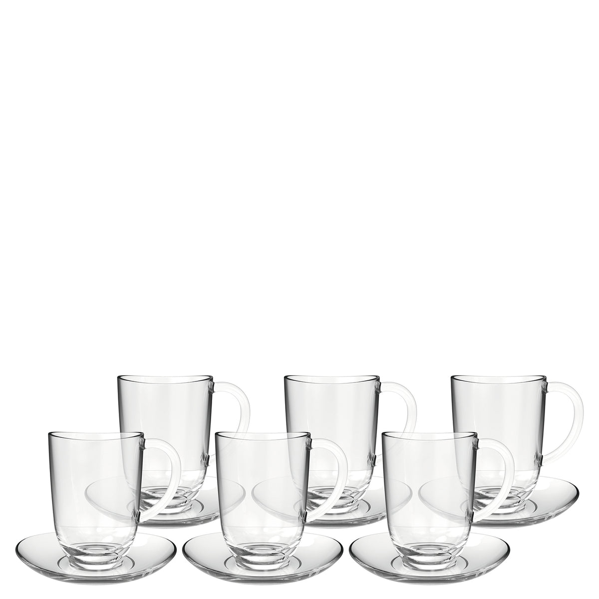Sechs Latte Macchiatotassen NAPOLI mit Untertassen aus Glas