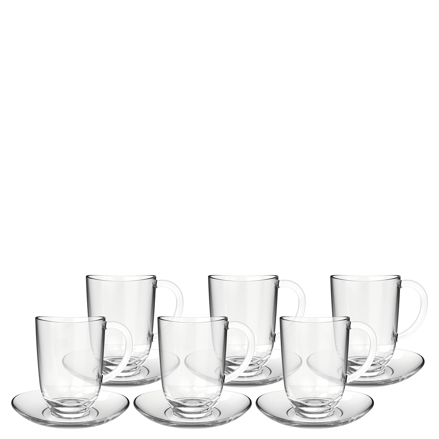 Sechs Latte Macchiatotassen NAPOLI mit Untertassen aus Glas