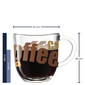 Massangaben zu Tasse NAPOLI 280 ml 3farbig mit Kaffee gefüllt
