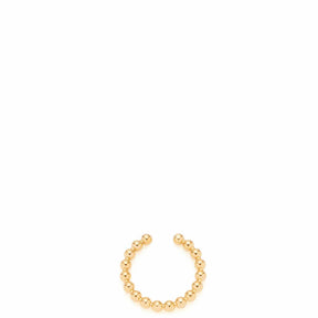 Ohrklemme LOLLO gold CIAO aus Perlen, Frontalansicht vor weissem Hintergrund