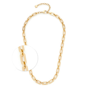 Halskette ORFEA gold mit Gliederkette und Detailaufnahme der Kettenglieder