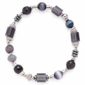 Armband CASORIA silber mit Glasperlen in Grau- und Blautönen