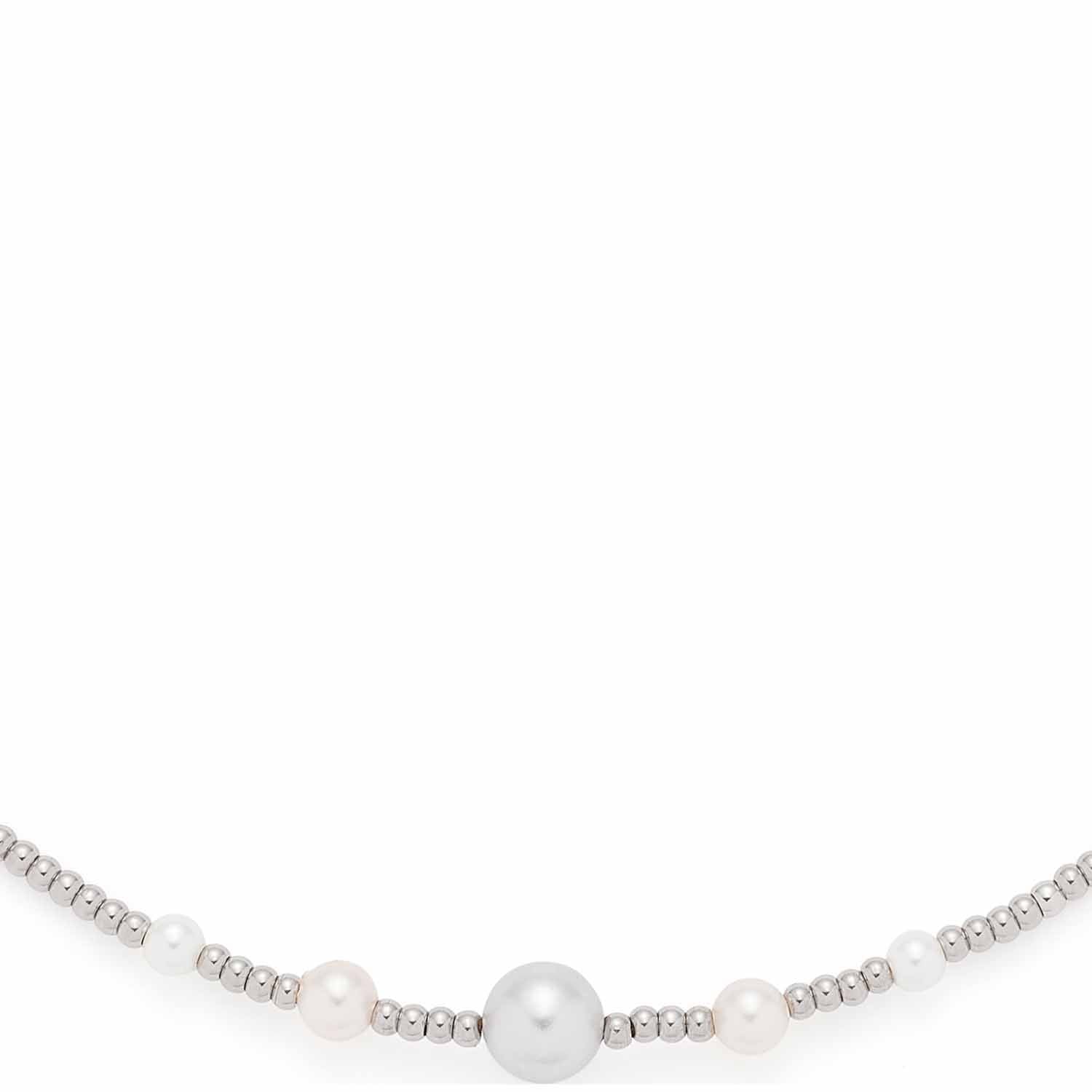 Halskette ELSANA silber mit Glasperlen und Metallzylindern
