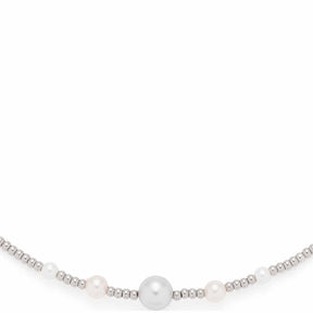 Halskette ELSANA silber mit Glasperlen und Metallzylindern