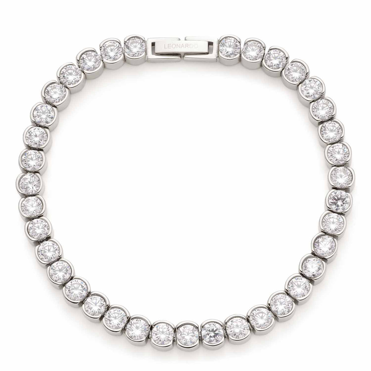 Armband CREMONA silber mit rundem Verschluss und Zirkonia-Steinen