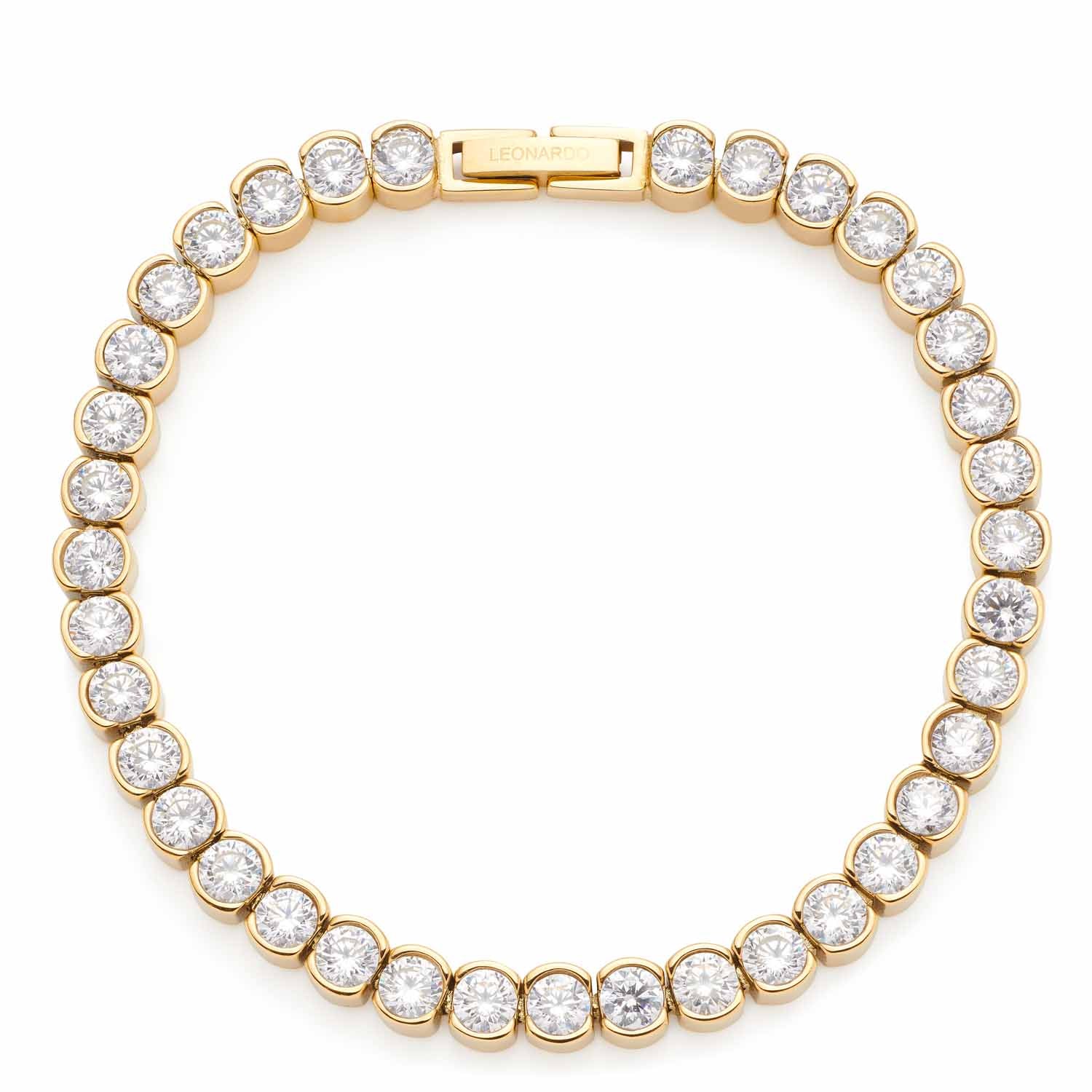 Armband CREMONA gold mit runden Zirkonia-Steinen in Goldfassung, Schiebeverschluss