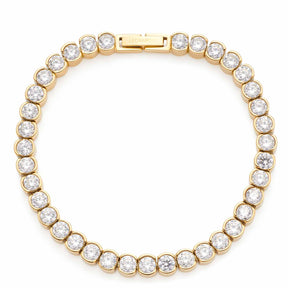 Armband CREMONA gold mit runden Zirkonia-Steinen in Goldfassung, Schiebeverschluss