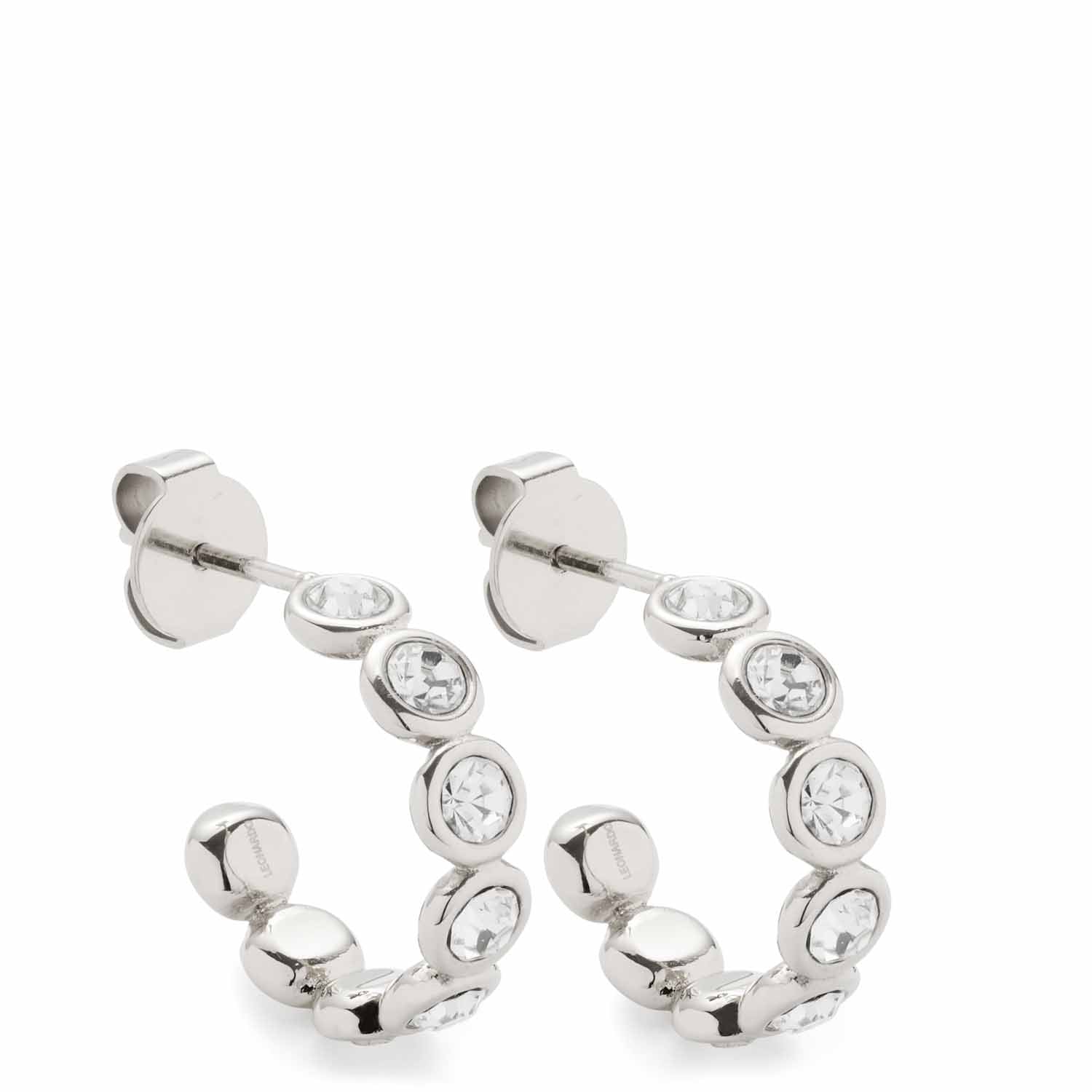 Ohrstecker CREMONA silber mit runden Zirkonia-Steinen in Kettenglieder-Optik