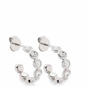 Ohrstecker CREMONA silber mit runden Zirkonia-Steinen in Kettenglieder-Optik