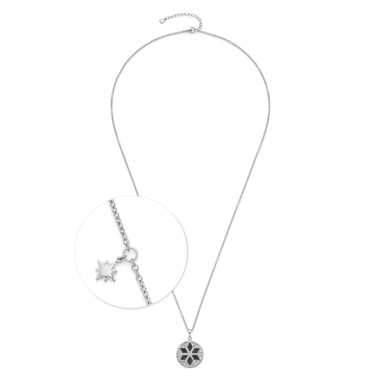 Halskette BIELLA mit Blüten-Anhänger und Stern-Charm, Detailansicht des Anhängers