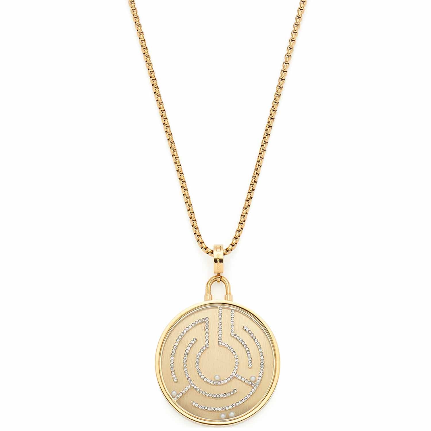 Halskette JOY mit rundem Anhänger und Spiralmuster in Goldfarbe