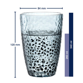 Massangaben zu Trinkglas MATERA 340ml blau mit Strukturoberfläche