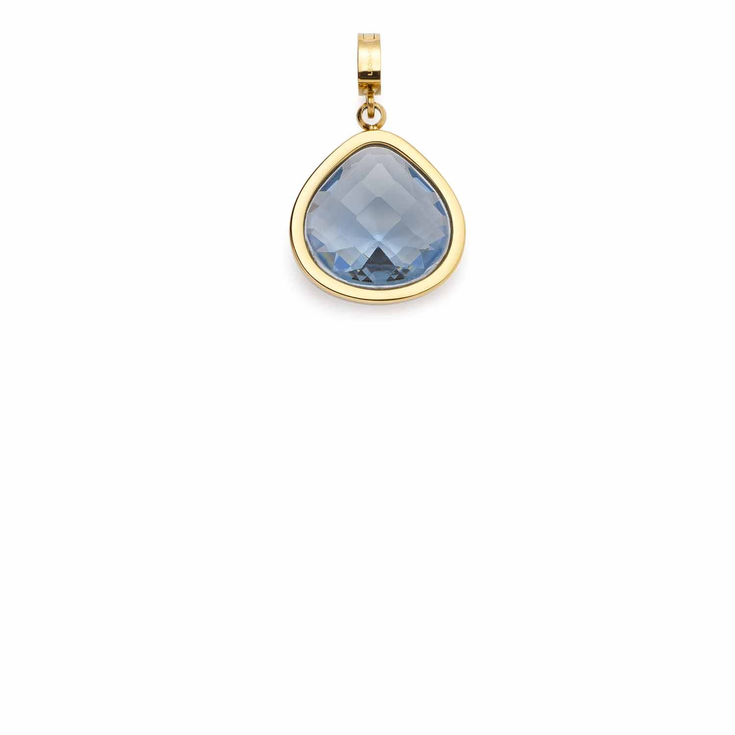 Anhänger JUVINGA gold Clip & Mix mit blauem facettiertem Glashänger