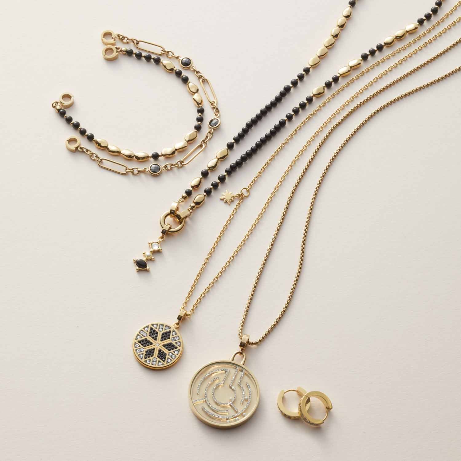 Armband DELICA gold Clip & Mix mit Glasperlen, Ketten und Ringen