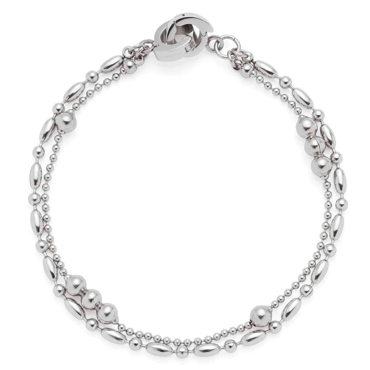 Armband ILVI silber Clip & Mix aus Edelstahl, geschlossen auf weißem Hintergrund
