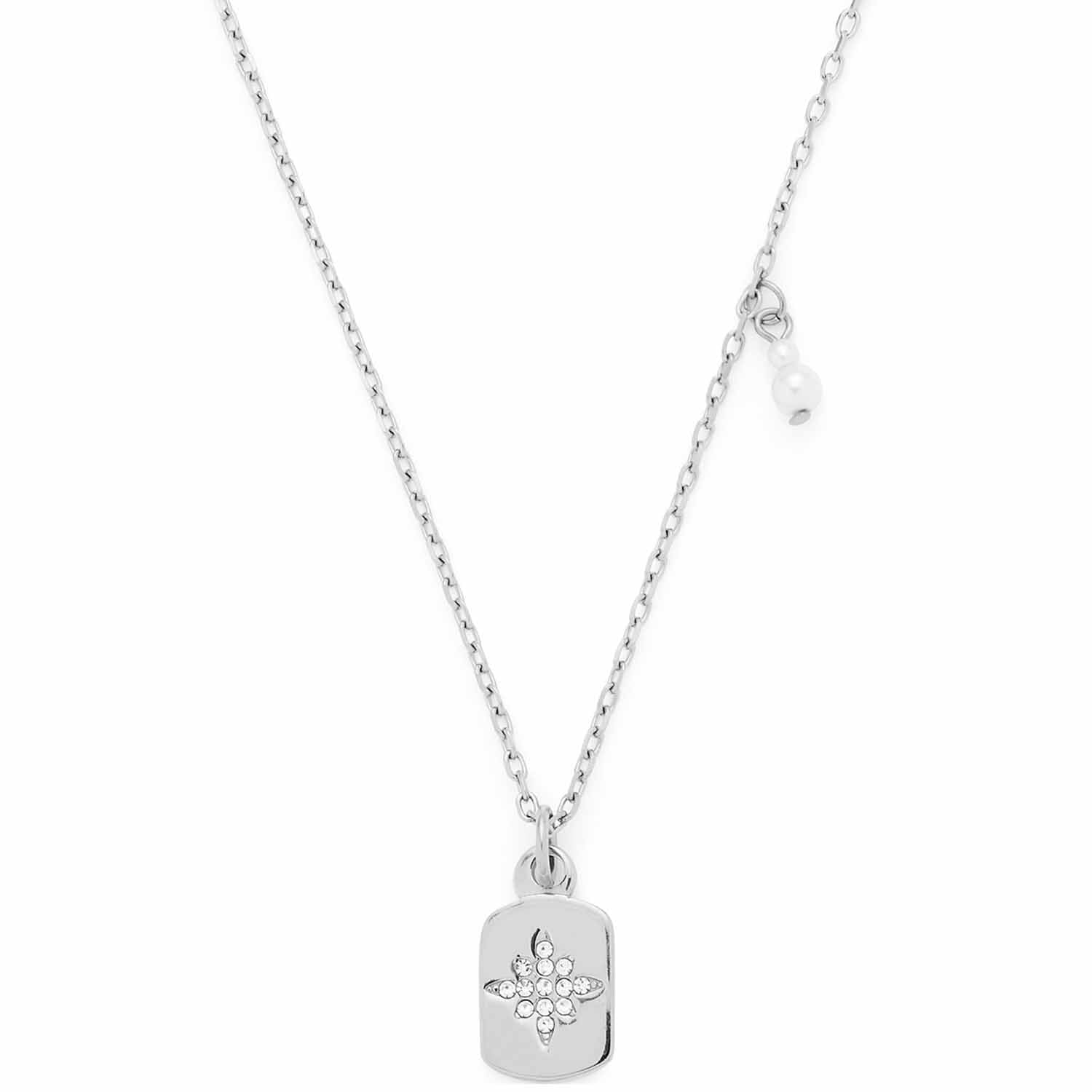 Halskette AMARILA silber mit Blütenanhänger und Perle