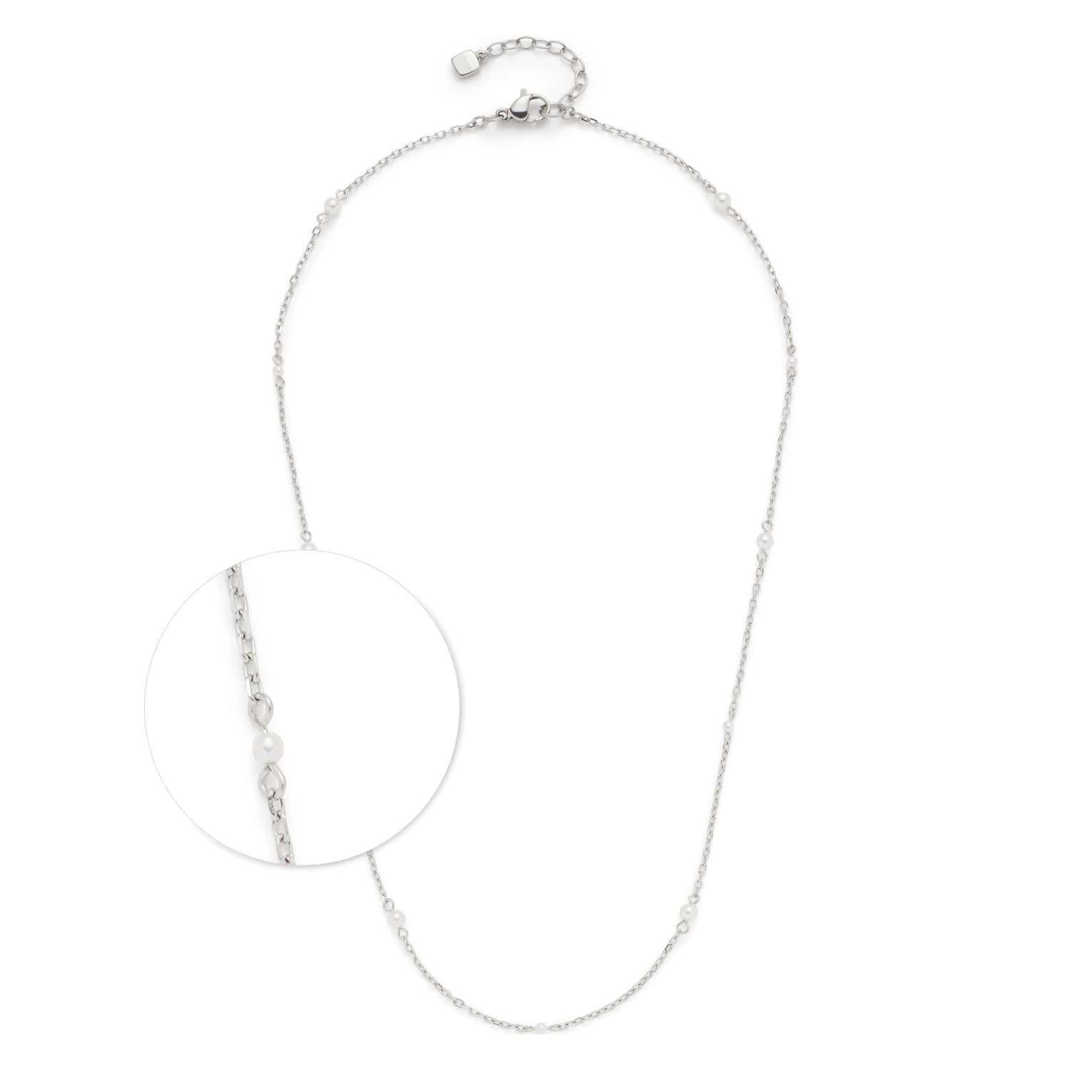 Halskette NAVINA 42 cm CIAO, silberfarbene Kette mit Details-Ausschnitt