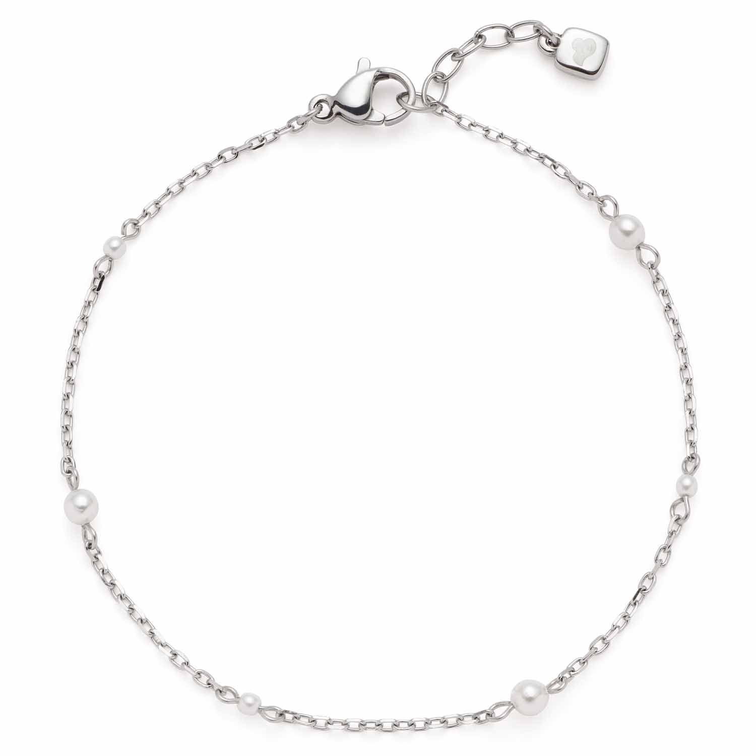 Armband NAVINA CIAO mit Silberkette und weißen Glasperlen