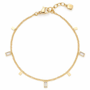 Armband LIORA gold mit rechteckigen Zirkonium-Anhängern an Edelstahlkette