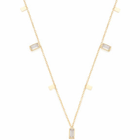 Halskette LIORA gold mit rechteckigen Zirkonia-Anhängern und quadratischen Plättchen