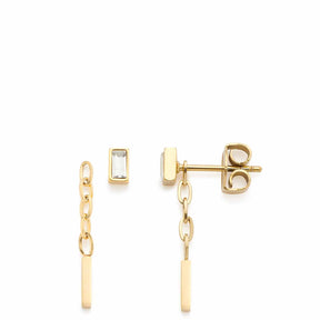Ohrhänger LIORA gold mit Stab und Kettendetail, Steckverschluss