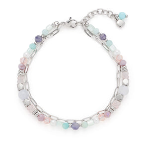 Armband RANDY mehrfarbig mit Glasperlen in Pastell- und Natursteinoptik auf weißem Hintergrund