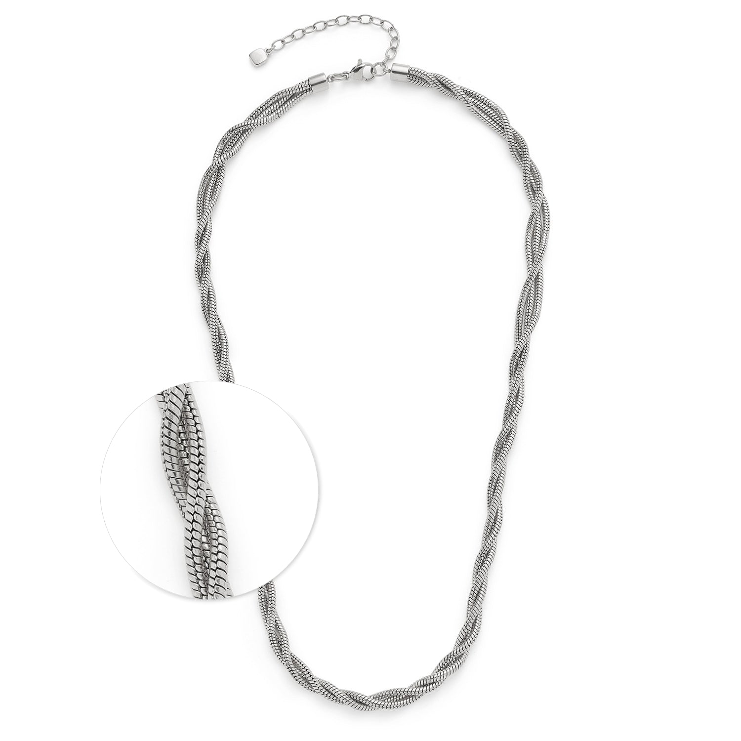 Halskette SUE 45 cm aus Edelstahl mit gedrehtem Kettenmuster und Detailansicht
