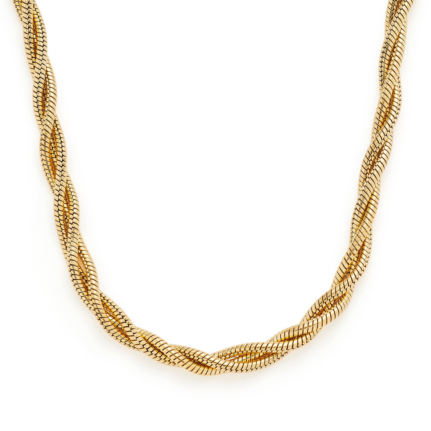 Halskette SUE 45 cm gold, gedrehtes Kettenglied-Design vor weißem Hintergrund