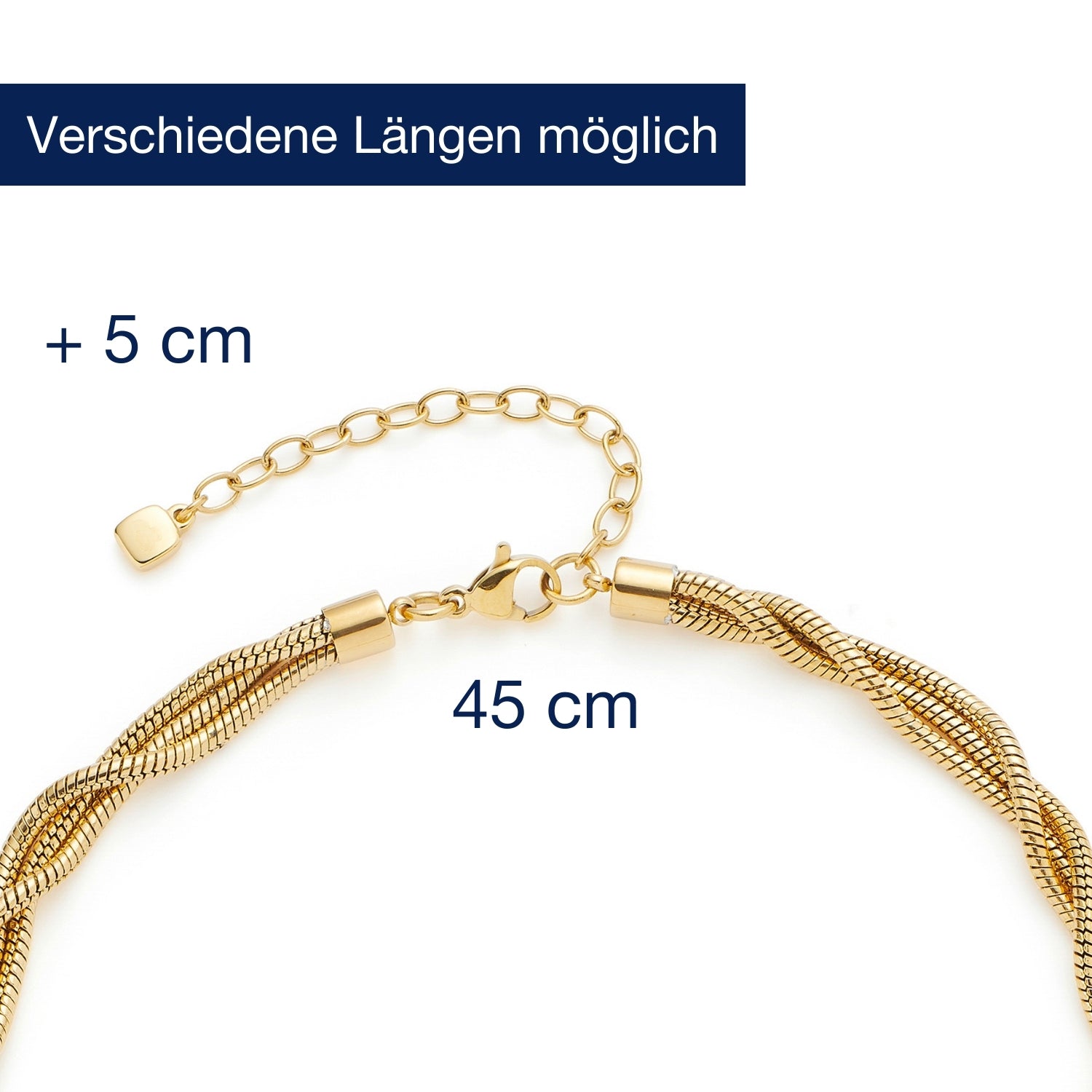 Massangaben zu Halskette SUE gold mit Verlängerungskette