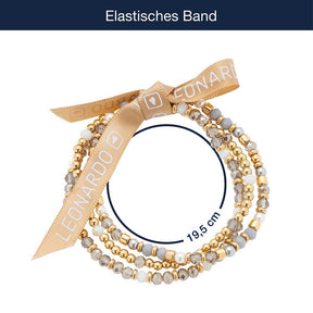 Armband BERNADETTE gold mit Glasperlen und beigem Stoffband, Massangaben