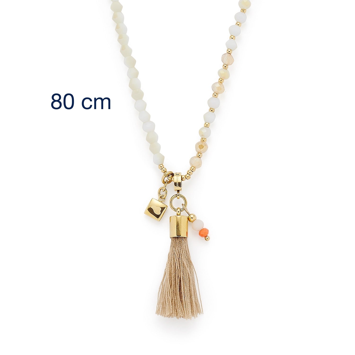 Halskette DONNA mit Glasperlen, Quasten-Anhänger und Charms
