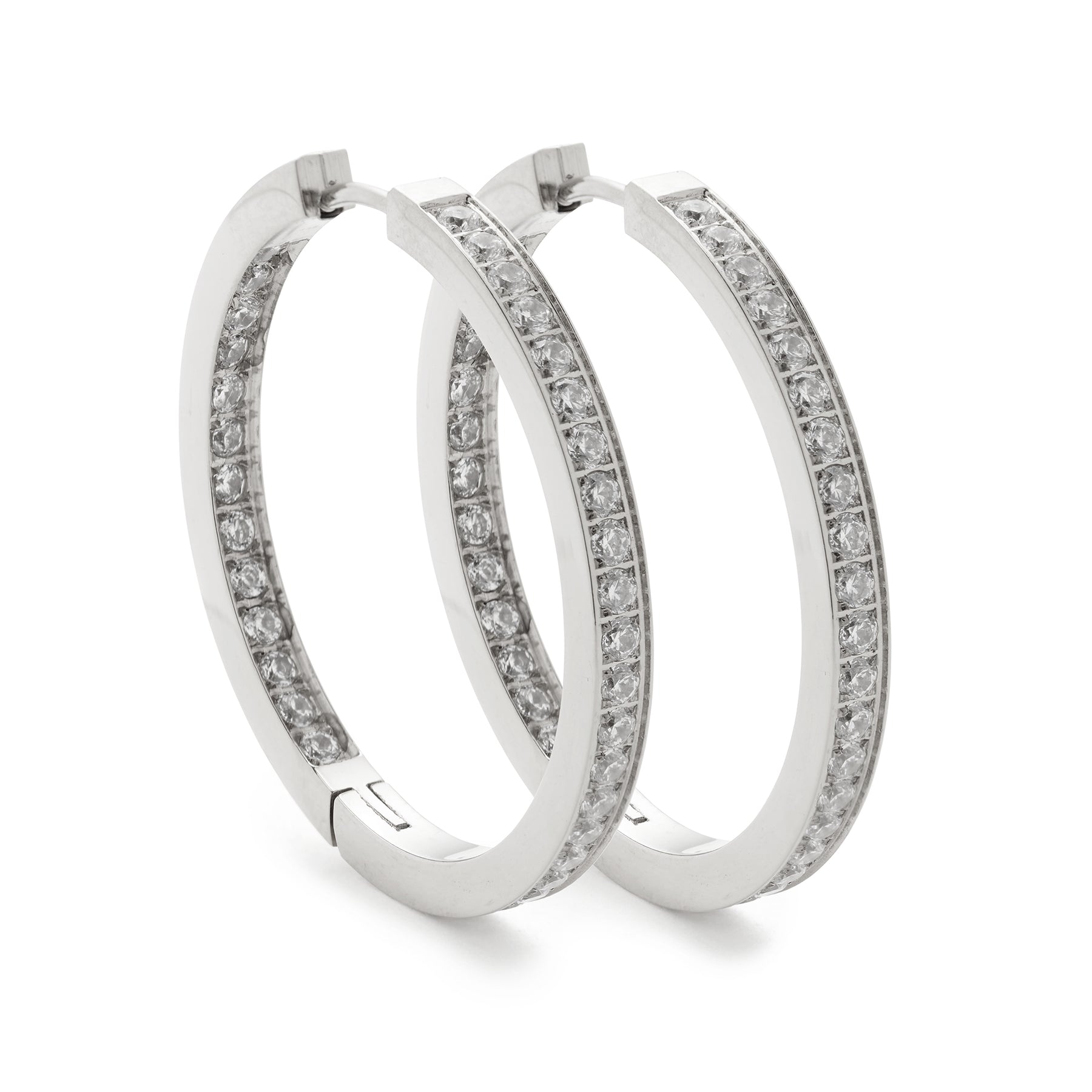 Creole JASMIN Silber, Paar Creolen mit Zirkonia-Besatz, Edelstahl
