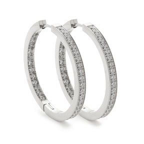 Creole JASMIN Silber, Paar Creolen mit Zirkonia-Besatz, Edelstahl