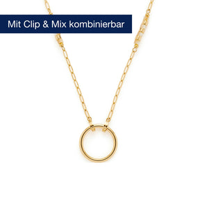 Halskette CARONNA gold mit rundem Anhänger und Gliederkette auf weißem Hintergrund