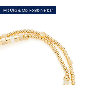 Armband CARONNA gold Clip & Mix mit Perlen und Muschelsteinen